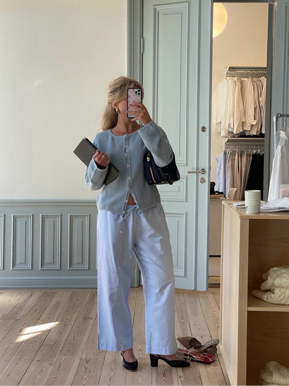 Djerf Avenue blue breezy ankle pants